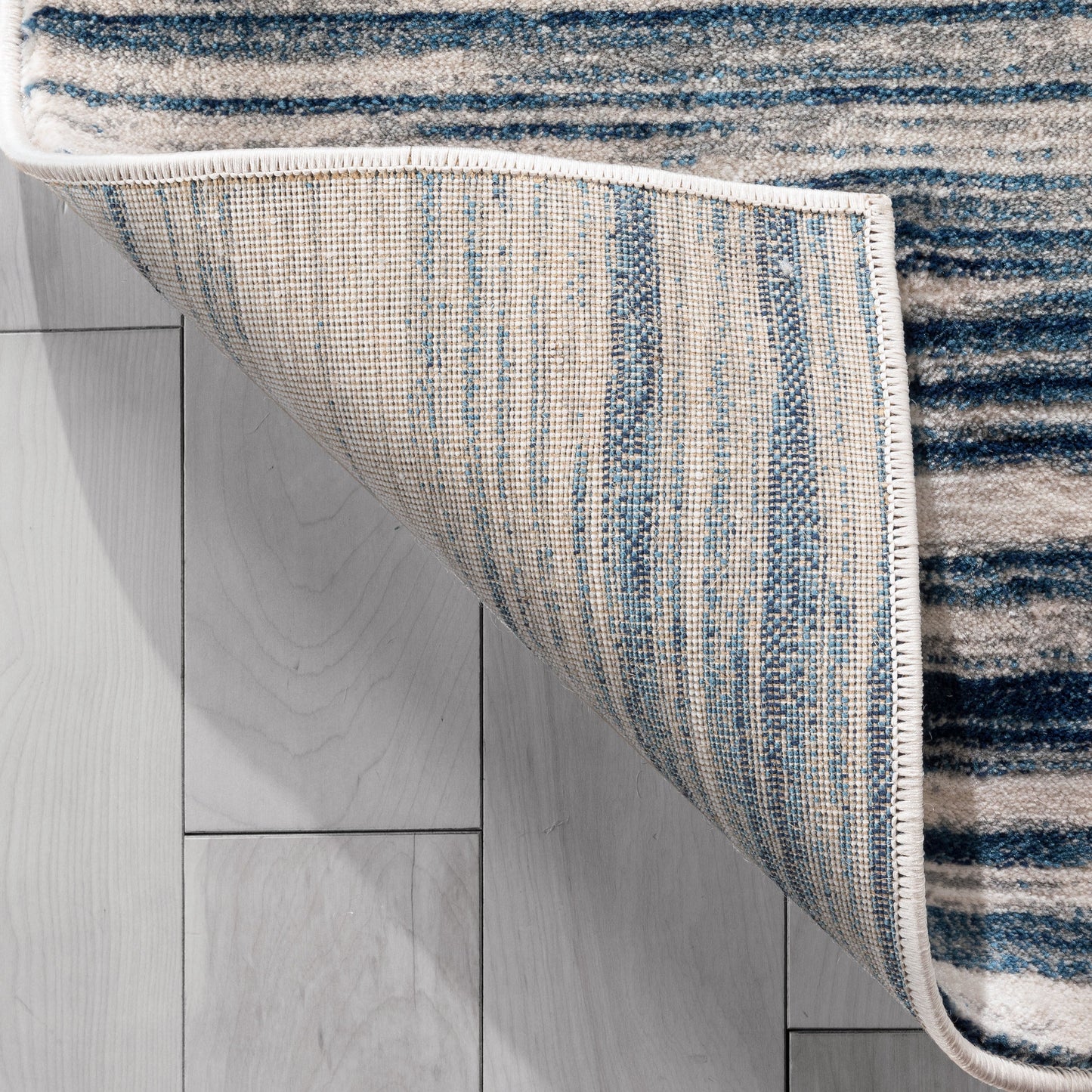 Sebastian Striation Modern Blue Ivory Soft Rug BAL-44