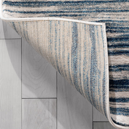 Sebastian Striation Modern Blue Ivory Soft Rug BAL-44