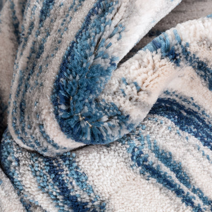 Sebastian Striation Modern Blue Ivory Soft Rug BAL-44