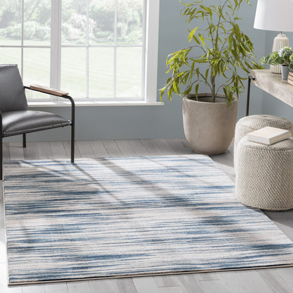 Sebastian Striation Modern Blue Ivory Soft Rug BAL-44