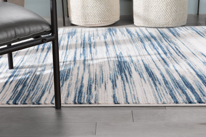 Sebastian Striation Modern Blue Ivory Soft Rug BAL-44