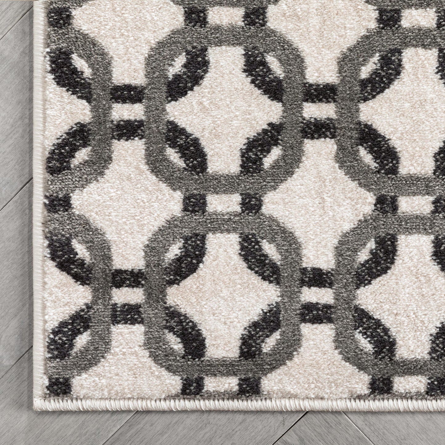 Levi Modern Geometric Ivory Grey Soft Rug BAL-52