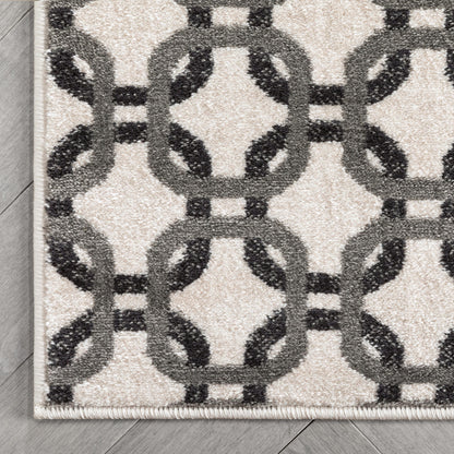 Levi Modern Geometric Ivory Grey Soft Rug BAL-52