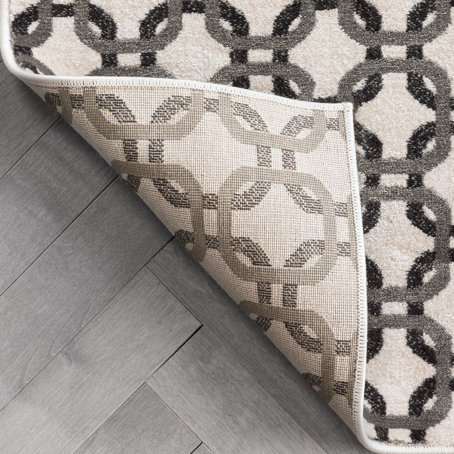 Levi Modern Geometric Ivory Grey Soft Rug BAL-52