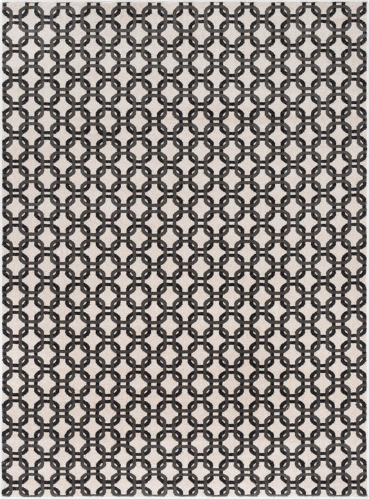 Levi Modern Geometric Ivory Grey Soft Rug BAL-52