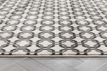 Levi Modern Geometric Ivory Grey Soft Rug BAL-52