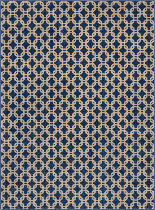 Levi Modern Geometric Blue Ivory Soft Rug BAL-54