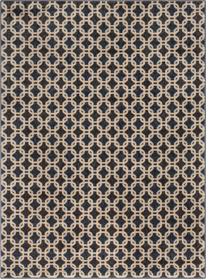 Levi Modern Geometric Grey Gold Soft Rug BAL-57
