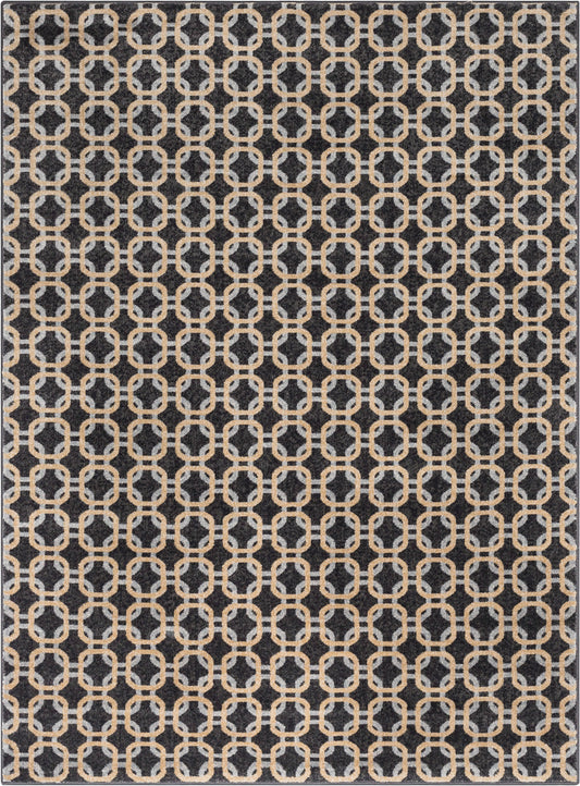 Levi Modern Geometric Grey Gold Soft Rug BAL-57