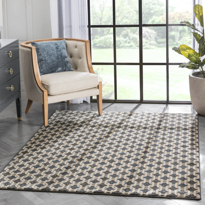 Levi Modern Geometric Grey Gold Soft Rug BAL-57