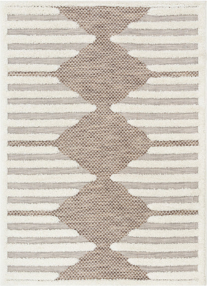 Luna Tribal Moroccan Diamond Pattern Beige High-Low Flat-Weave Rug BG-52