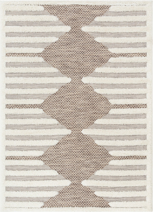 Luna Tribal Moroccan Diamond Pattern Beige High-Low Flat-Weave Rug BG-52