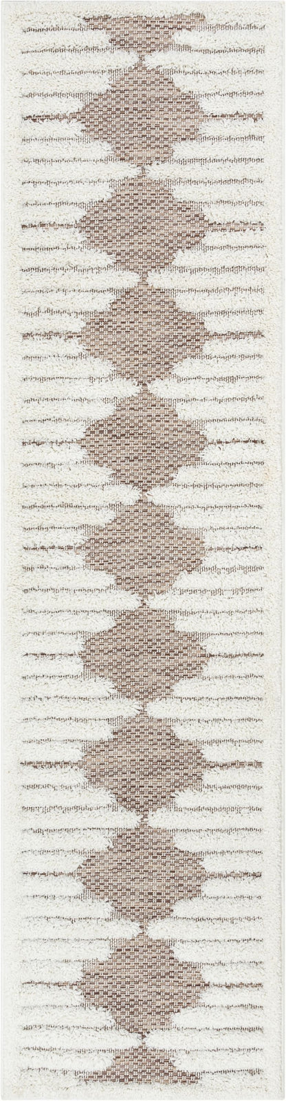 Luna Tribal Moroccan Diamond Pattern Beige High-Low Flat-Weave Rug BG-52