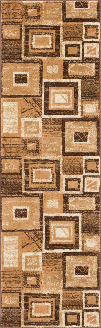 Victoria Brown Beige Modern Geometric Rug BK-52