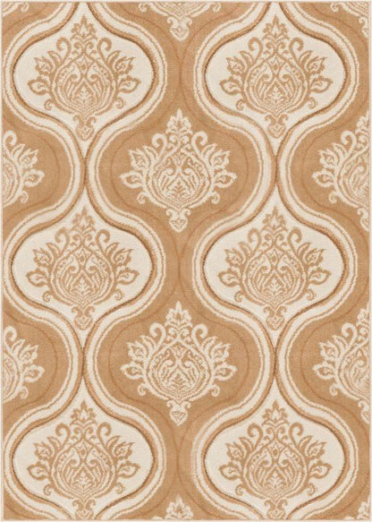 Damask-ly Beige Modern Geometric Rug BK-72