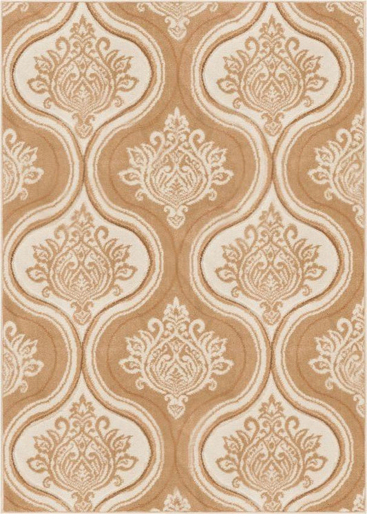 Damask-ly Beige Modern Geometric Rug BK-72