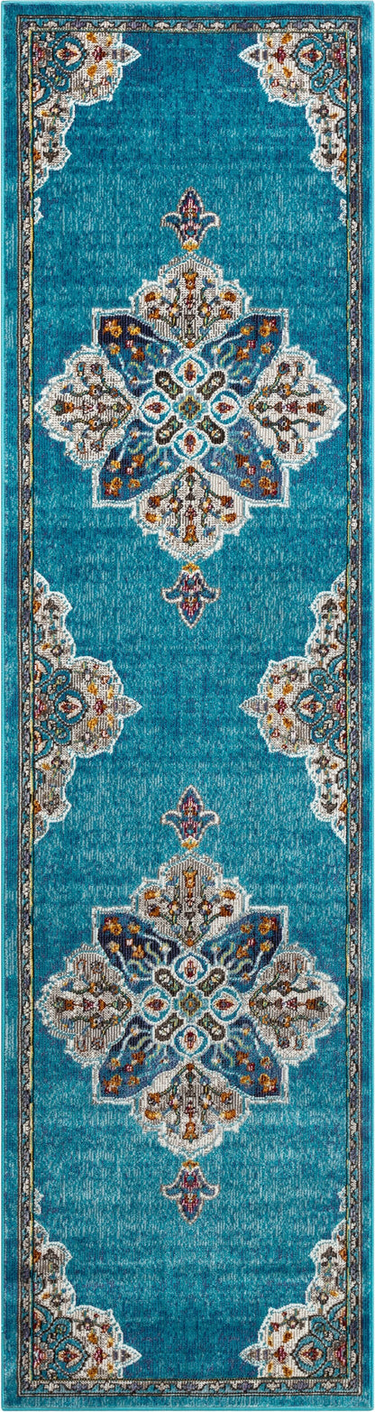 Aidan Bohemian Vintage Floral Mandala Blue Rug BL-26