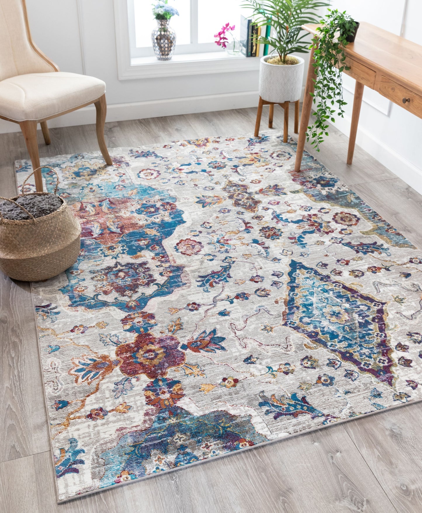 Paloma Vintage Bohemian Oriental Medallion Ivory Rug BL-52