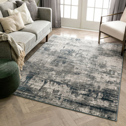 Penelope Modern Abstract Distressed Grey Rug BLS-107