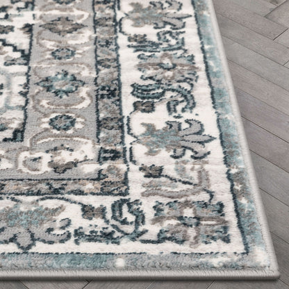 Vida Vintage Eclectic Geometric Floral Grey Rug BLS-37