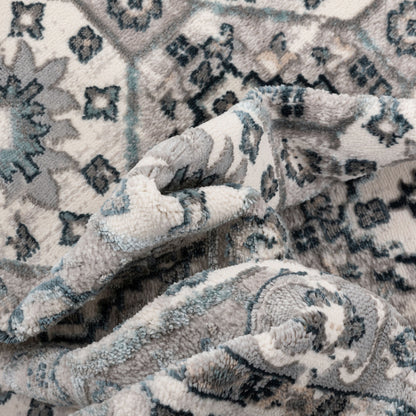 Vida Vintage Eclectic Geometric Floral Grey Rug BLS-37