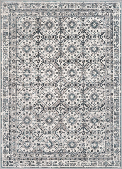 Vida Vintage Eclectic Geometric Floral Grey Rug BLS-37