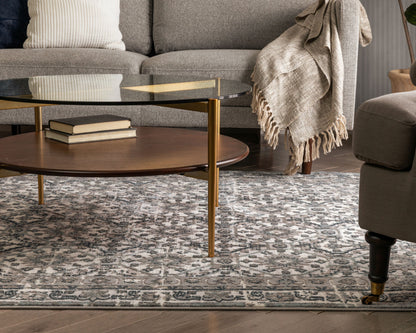 Vida Vintage Eclectic Geometric Floral Grey Rug BLS-37