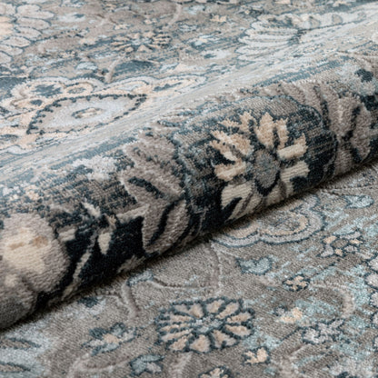 Lennan Vintage Oriental Floral Border Blue Rug BLS-44