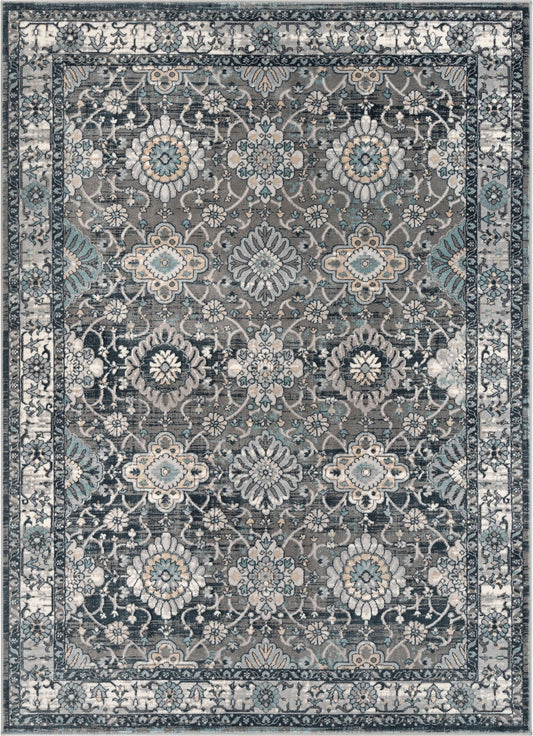 Lennan Vintage Oriental Floral Border Blue Rug BLS-44