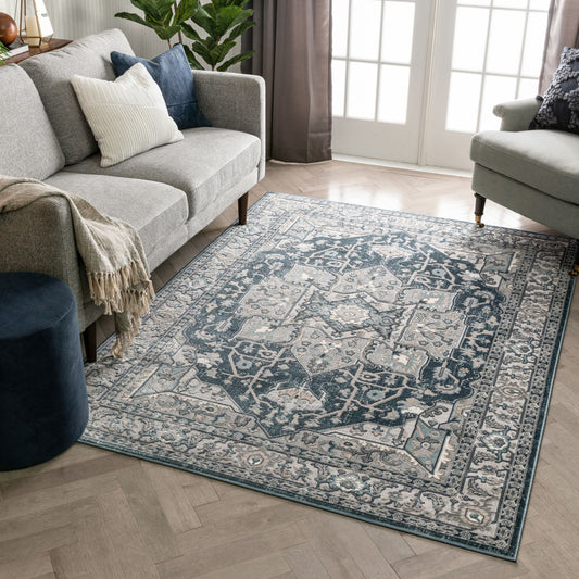 Leif Vintage Medallion Blue Rug BLS-54