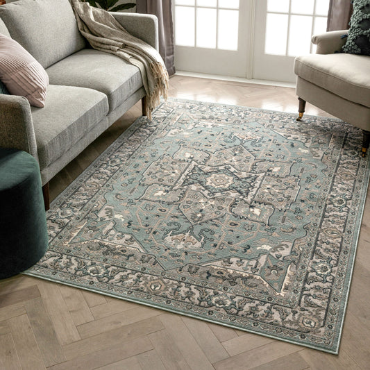 Leif Vintage Medallion Light Blue Rug BLS-56