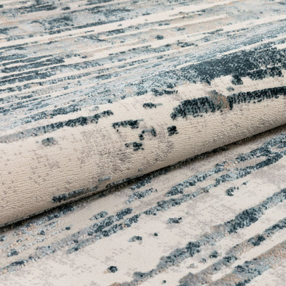 Ronan Modern Abstract Distressed Blue Rug BLS-74