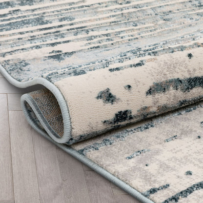 Ronan Modern Abstract Distressed Blue Rug BLS-74
