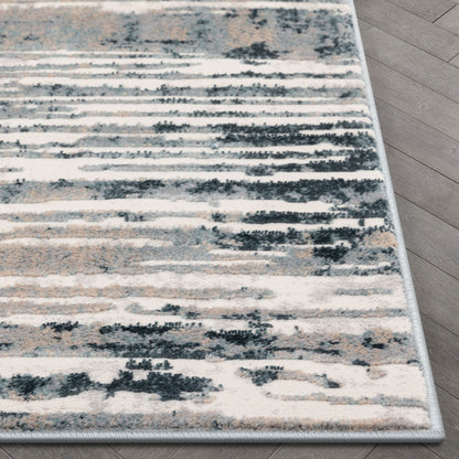 Ronan Modern Abstract Distressed Blue Rug BLS-74