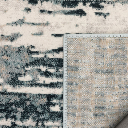 Ronan Modern Abstract Distressed Blue Rug BLS-74