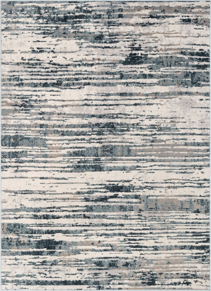 Ronan Modern Abstract Distressed Blue Rug BLS-74