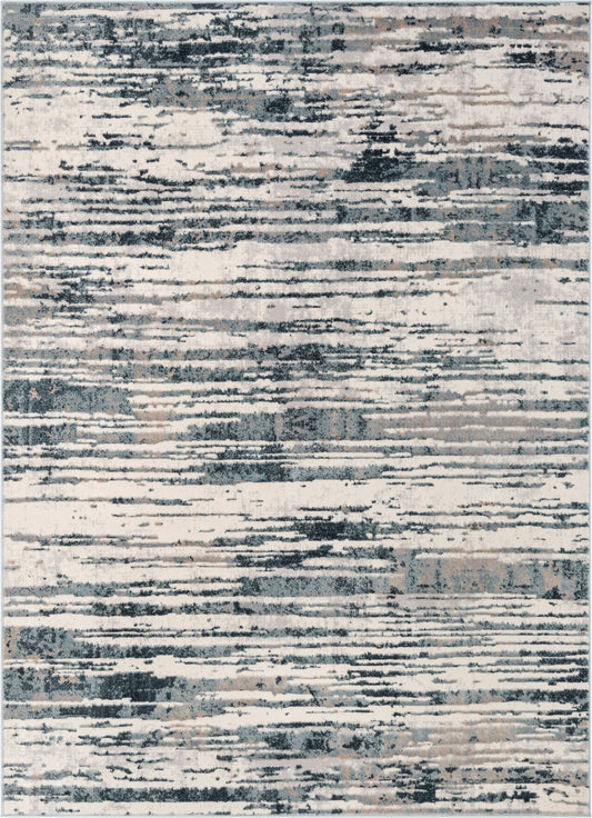 Ronan Modern Abstract Distressed Blue Rug BLS-74