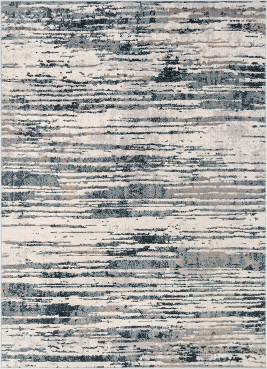 Ronan Modern Abstract Distressed Blue Rug BLS-74