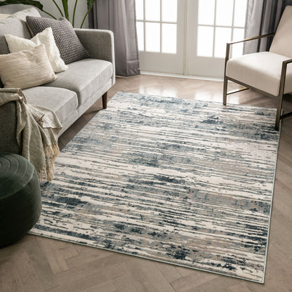 Ronan Modern Abstract Distressed Blue Rug BLS-74