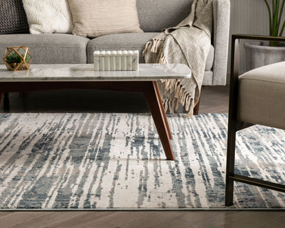 Ronan Modern Abstract Distressed Blue Rug BLS-74