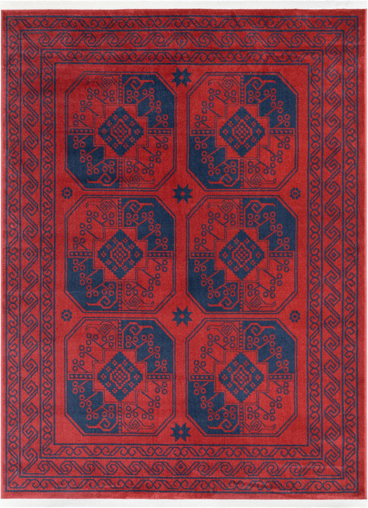 Donte Vintage Antique Tribal Geometric Pattern Crimson Rug BOK-70