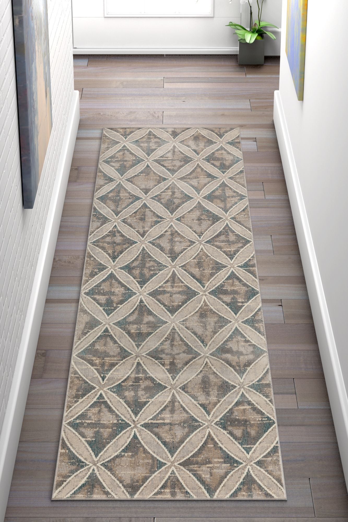Sofia Beige Vintage Modern Trellis Rug CA-22
