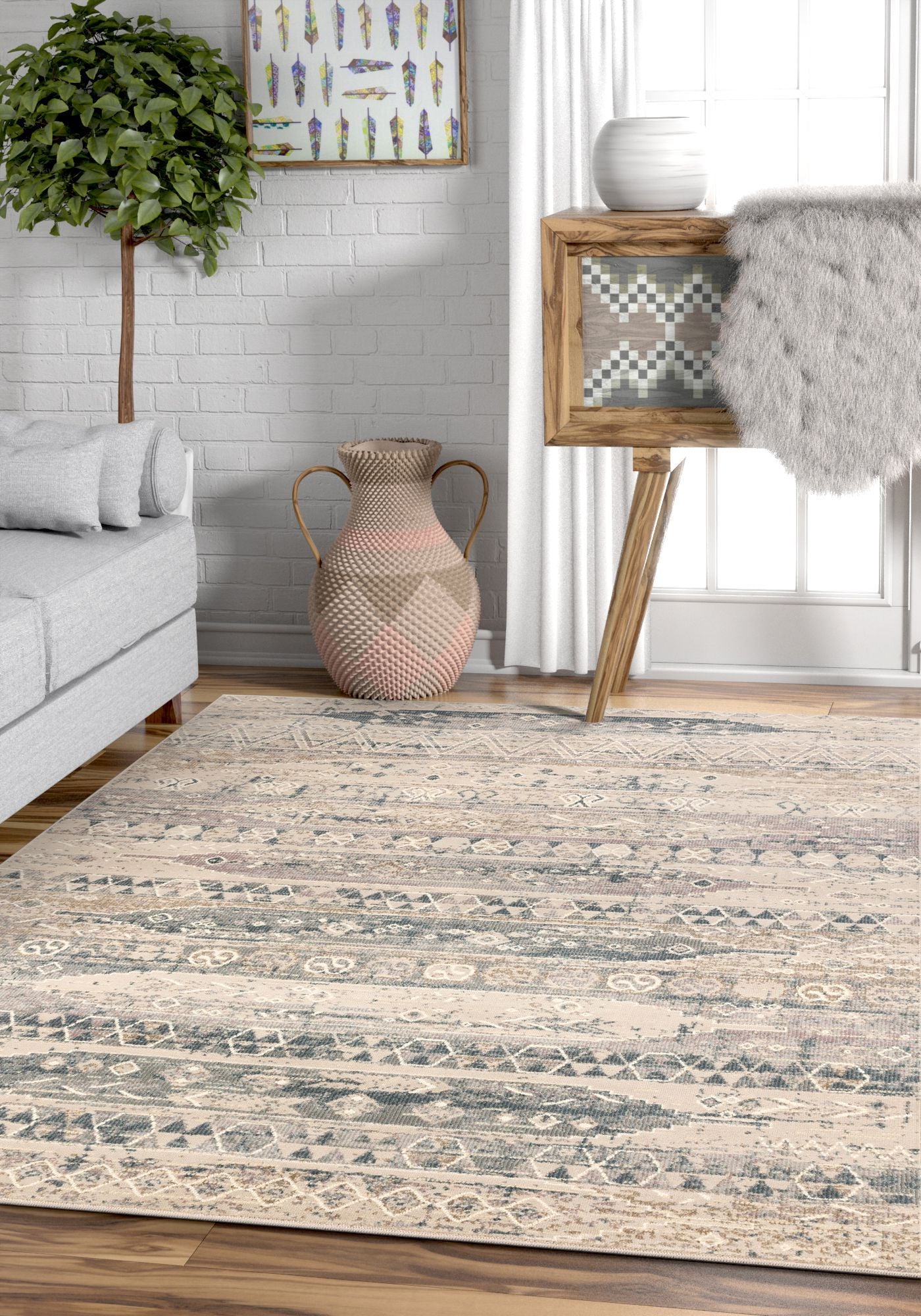 Abby Beige Vintage Oriental Medallion Rug CA-72