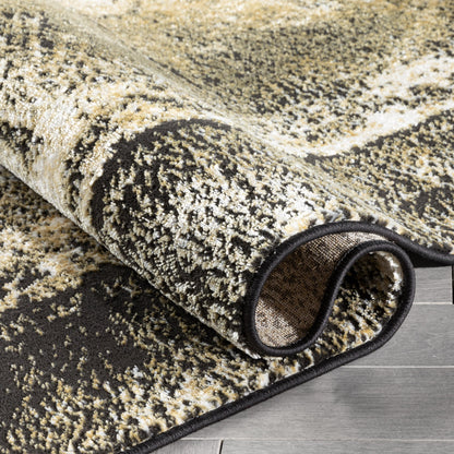 Zaynab Vintage Abstract Border Yellow Glam Rug CAI-101