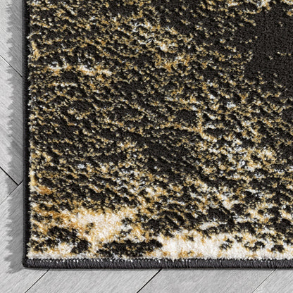 Zaynab Vintage Abstract Border Yellow Glam Rug CAI-101