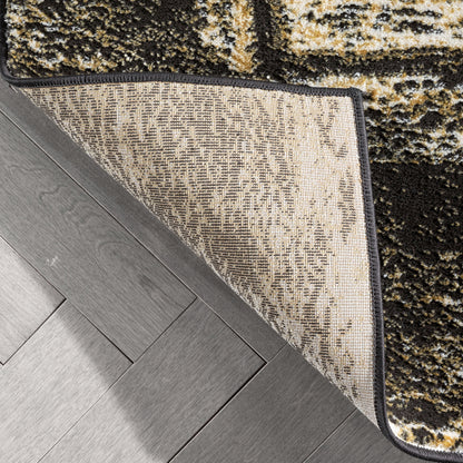 Zaynab Vintage Abstract Border Yellow Glam Rug CAI-101
