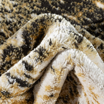 Zaynab Vintage Abstract Border Yellow Glam Rug CAI-101