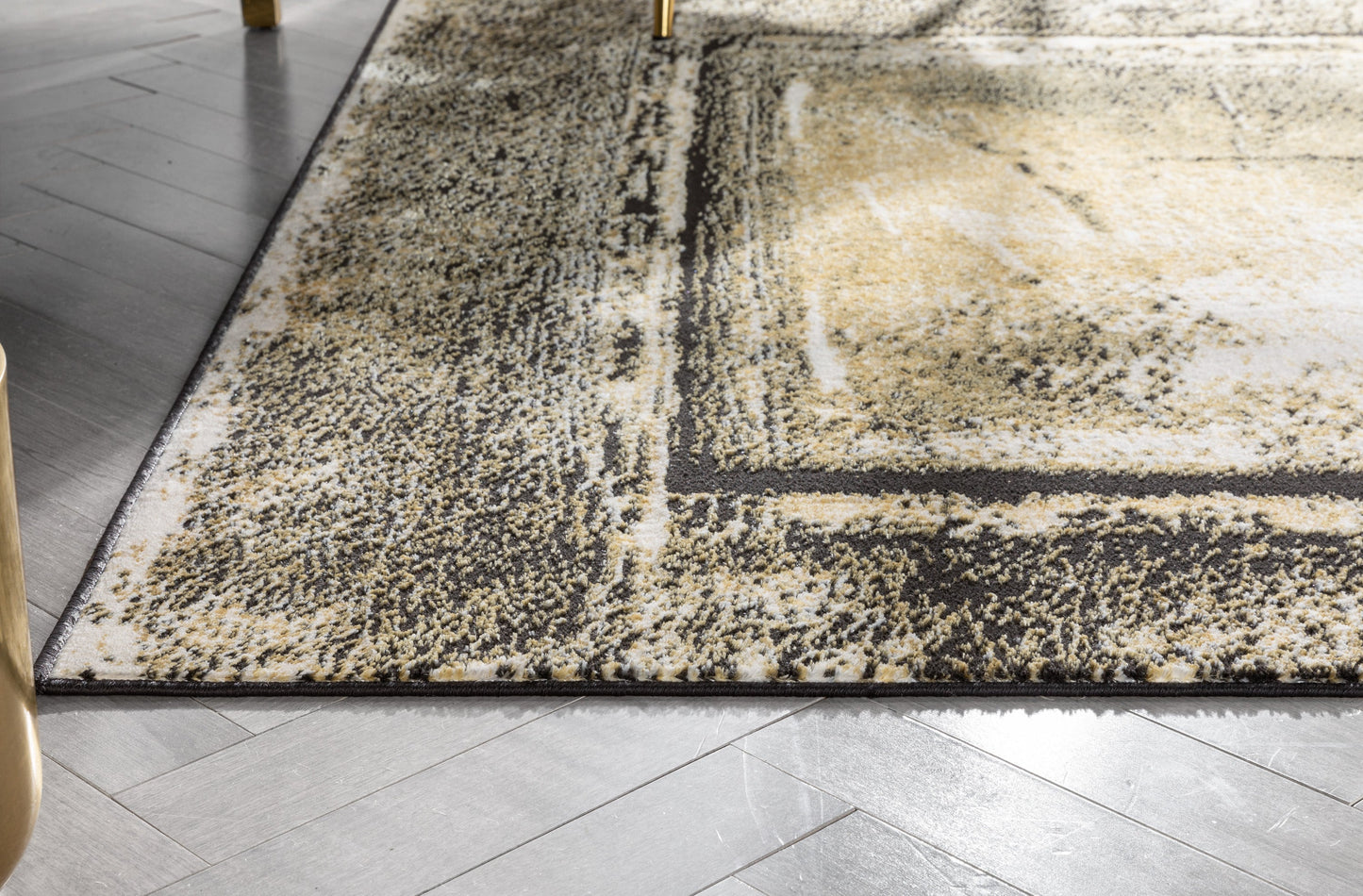 Zaynab Vintage Abstract Border Yellow Glam Rug CAI-101