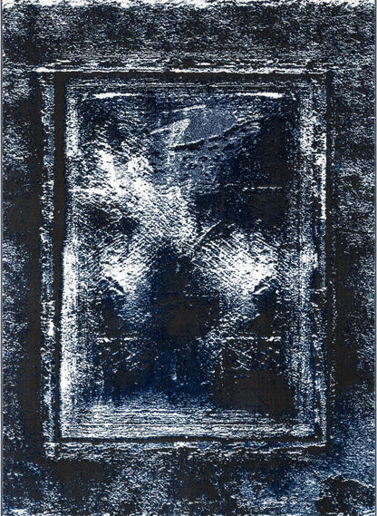 Zaynab Vintage Abstract Border Navy Blue Glam Rug CAI-104
