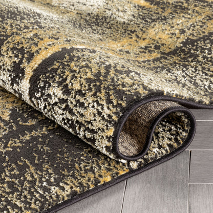 Zaynab Vintage Abstract Border Grey Yellow Glam Rug CAI-107